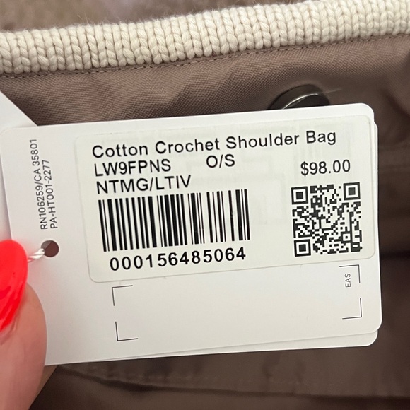 Lululemon Cotton Crochet Shoulder Bag Nutmeg/Light Ivory SOLD OUT COLOR 7L - Picture 10 of 13